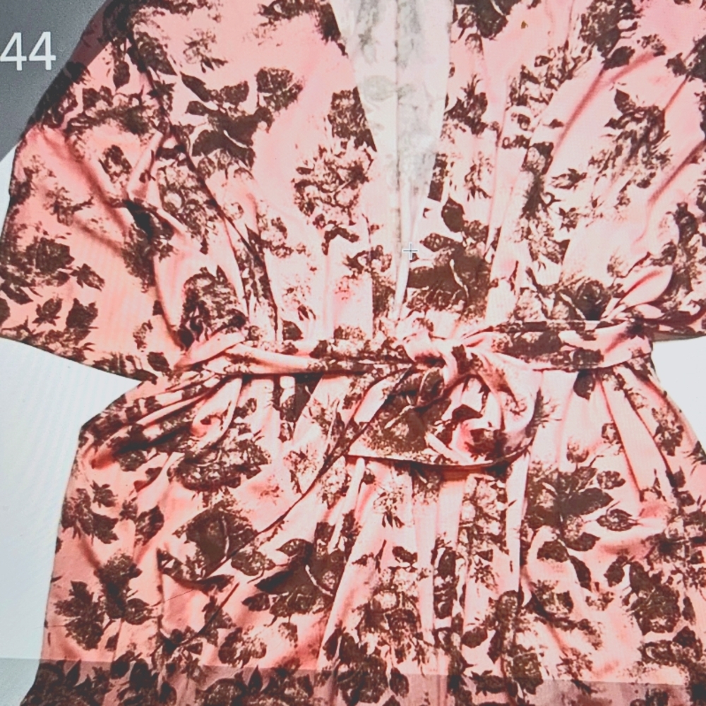 LuLaRoe Savannah NWT Light Pink and Brown Floral light sweater tie belt L/XL